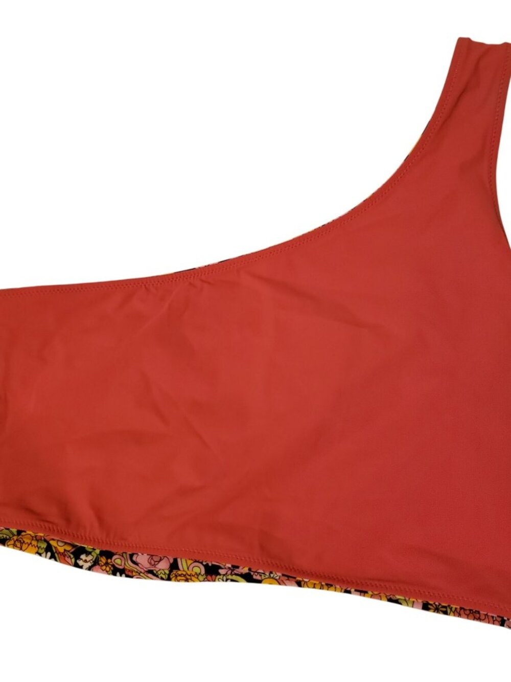 NEW La DoubleJ One Shoulder Goddess Bikini Swim Top Tripping Nero XL Pink Floral - Picture 7 of 8
